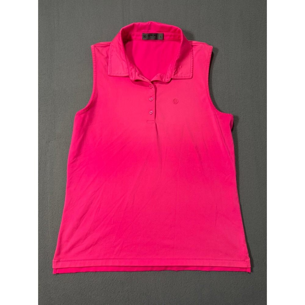 G/FORE Womens Sleeveless Golf Polo Shirt Hot Pink Size Large G4LS22K84